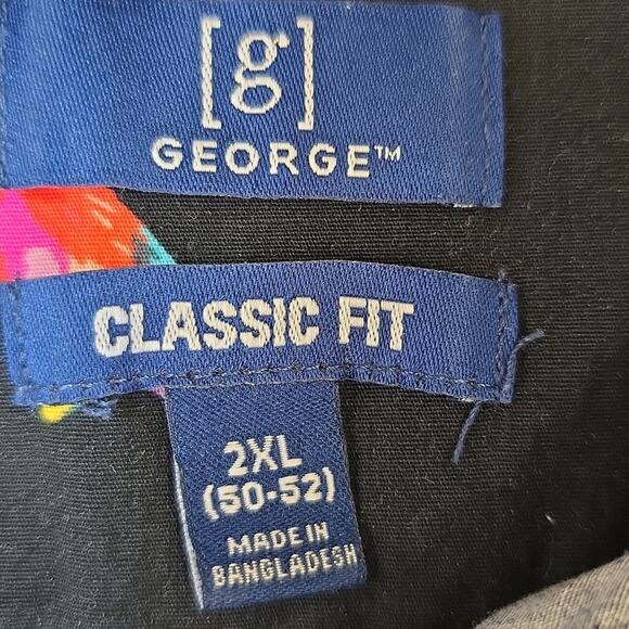 Mens Sz 2XL Classic Fit Black Parrot Print Button Down Islands George Shirt - Picture 3 of 12